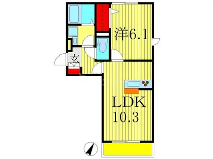 メゾン・ド・ノール おおたか(1LDK/1階)の間取り写真