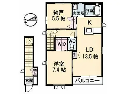 プランドールKR(2LDK/2階)の間取り写真