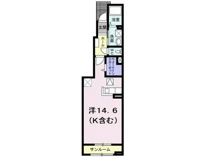 サンプロスパーII(ワンルーム/1階)の間取り写真