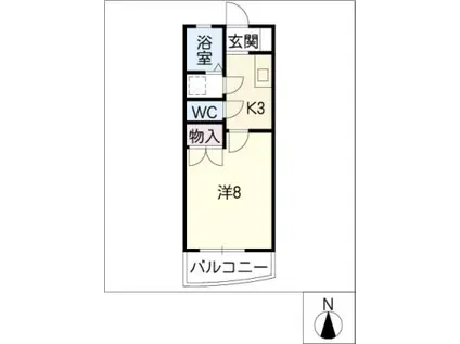 パークハイツ・平川(1K/2階)の間取り写真