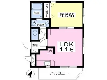 コーポサンフレンズ(1LDK/1階)の間取り写真