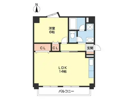 リベラルパレス太田(1LDK/2階)の間取り写真