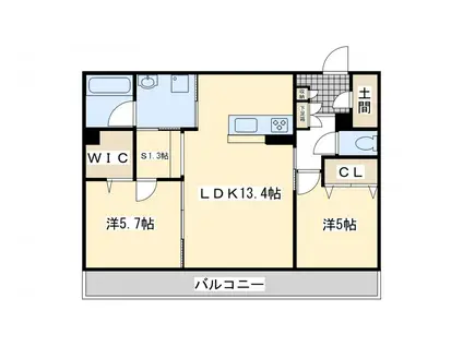 カーサ宮ノ前 直方(2SLDK/3階)の間取り写真