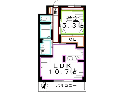 グランドパレス(1LDK/2階)の間取り写真