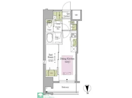 アーバネックス早稲田テラス(1DK/6階)の間取り写真