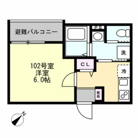 ベイルーム湘南藤沢(1K/1階)の間取り写真