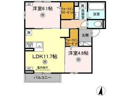 DELIGHT(2LDK/2階)の間取り写真