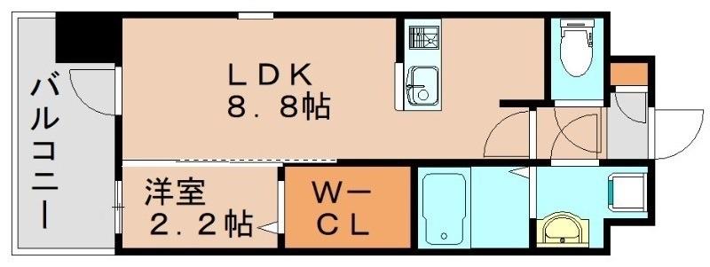 グランフォーレ箱崎プレミア(1LDK/9階)の間取り写真