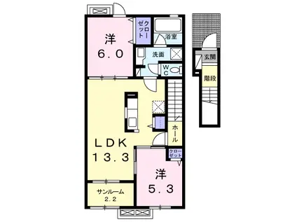ANTARES(2LDK/2階)の間取り写真