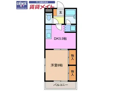 メゾンMITSUI(1DK/2階)の間取り写真