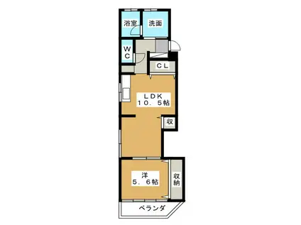平和ハイツ A棟(1LDK/2階)の間取り写真