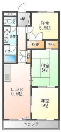 ROOMYかんの(3DK/2階)の間取り写真