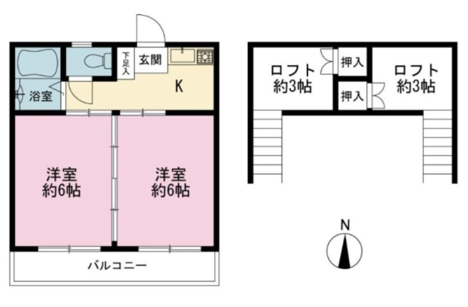サンライフ二日市(2K/2階)の間取り写真