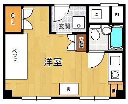 エルマーナ香枦園(ワンルーム/4階)の間取り写真