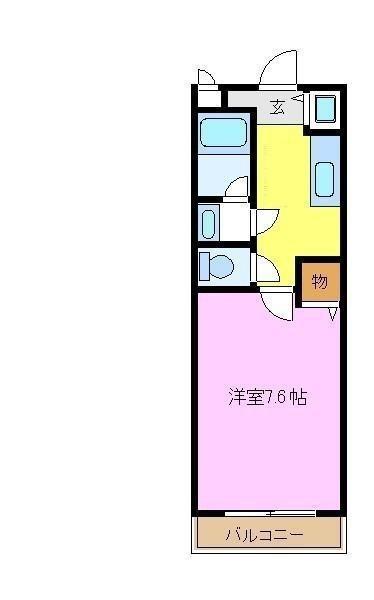 パーシモンフィールド(1K/2階)の間取り写真