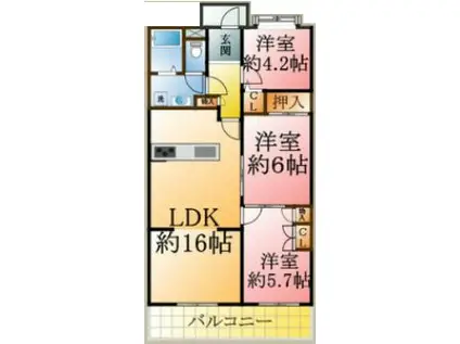クレドール須磨(3LDK/1階)の間取り写真