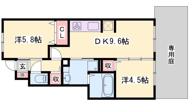 サニーDハウス芝町(2DK/1階)の間取り写真