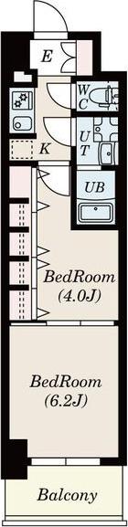 S-RESIDENCE六番町(2K/2階)の間取り写真