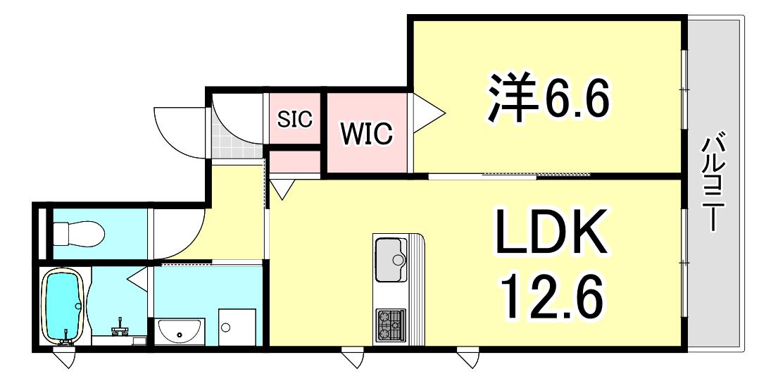 マシコット瓦林(1LDK/2階)の間取り写真