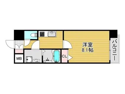 レジデンス大阪福島フォルテ(1K/4階)の間取り写真