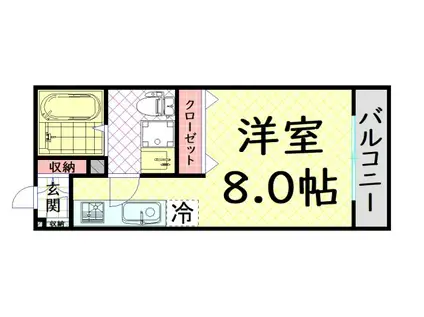 フェリオ南津守(ワンルーム/2階)の間取り写真