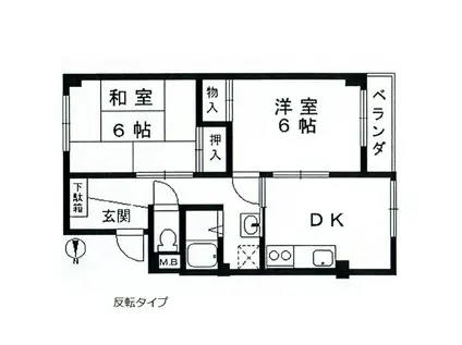 達家ハイツ(2DK/2階)の間取り写真