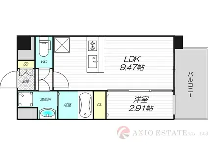 ALIVIS SHIMO-SHINJO SOL TERRACE(1LDK/4階)の間取り写真
