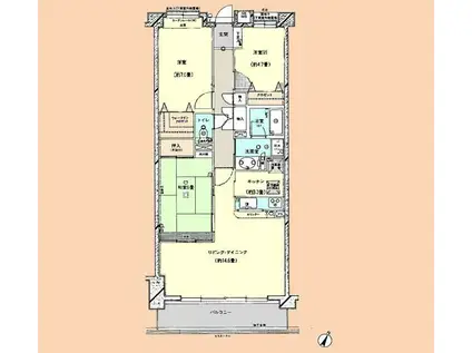 中央林間ガーデニア(3LDK/1階)の間取り写真