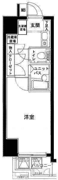 メインステージ西麻布(1K/10階)の間取り写真