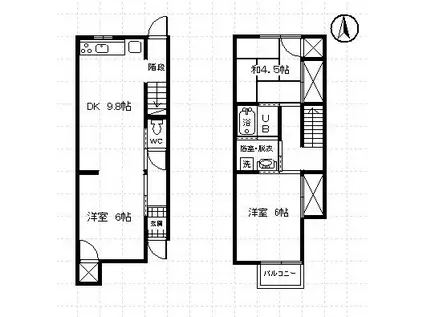 メゾネット岡南(3DK/1階)の間取り写真