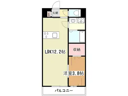 リブリクリークウエスト(1LDK/2階)の間取り写真