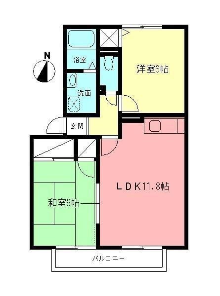 サンシャインA(2LDK/2階)の間取り写真