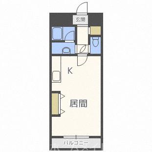 平岸パールハイム(ワンルーム/2階)の間取り写真