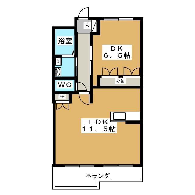 スカイヒルズ(1LDK/4階)の間取り写真