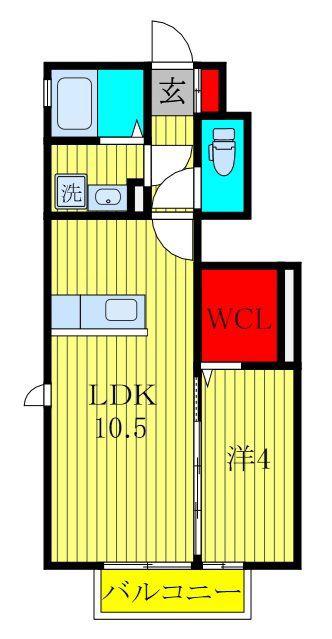 ボヌールヴィー(1LDK/1階)の間取り写真