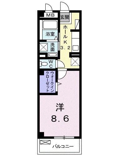ＪＲ関西本線 柏原駅(大阪) 徒歩4分 3階建 築14年(1K/2階)の間取り写真