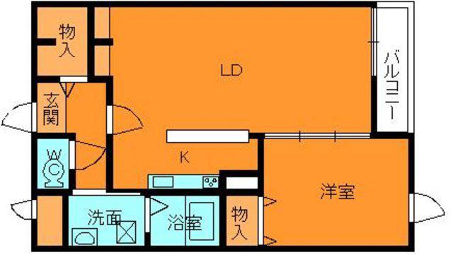 レジデンス斑鳩(1LDK/1階)の間取り写真