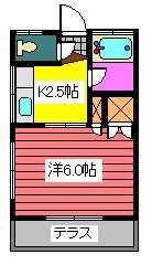 赤羽ハイツ(1K/1階)の間取り写真