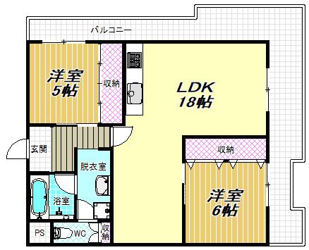 第2泰山ハイツ(2LDK/4階)の間取り写真