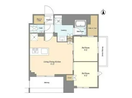 ドゥーエ府中I(2LDK/10階)の間取り写真