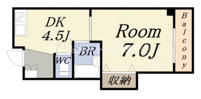 ティアラ港(1DK/3階)の間取り写真