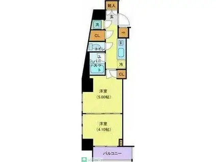 パレホームズ飛鳥山(2K/8階)の間取り写真