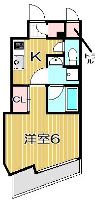 ZOOM目黒かむろ坂(1K/5階)の間取り写真