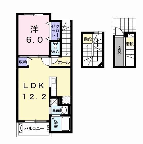ピュアK(1LDK/3階)の間取り写真