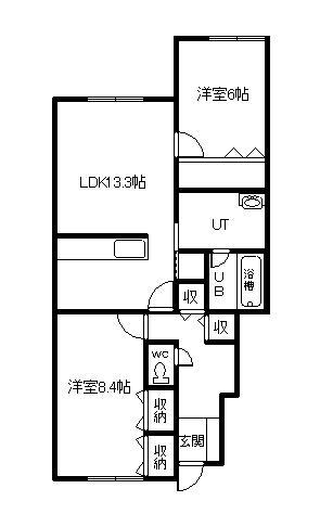 なよろマンション2(2LDK/1階)の間取り写真