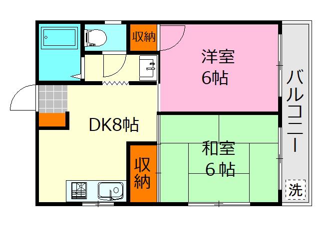 香川ビル(2DK/3階)の間取り写真
