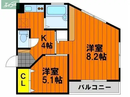 カルム厚生町(2K/3階)の間取り写真