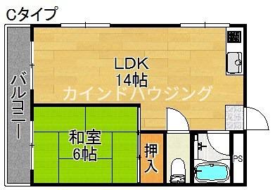 ウィステリア北島2号館(1LDK/3階)の間取り写真