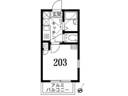 リーヴェルポート横浜金沢(1K/2階)の間取り写真