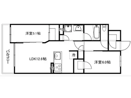 ファインレジデンス京都五条通(2LDK/6階)の間取り写真